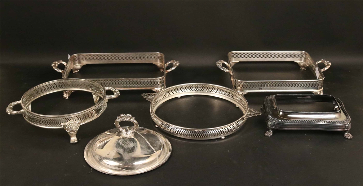 Five Silver Plated Chafing Dish Frames