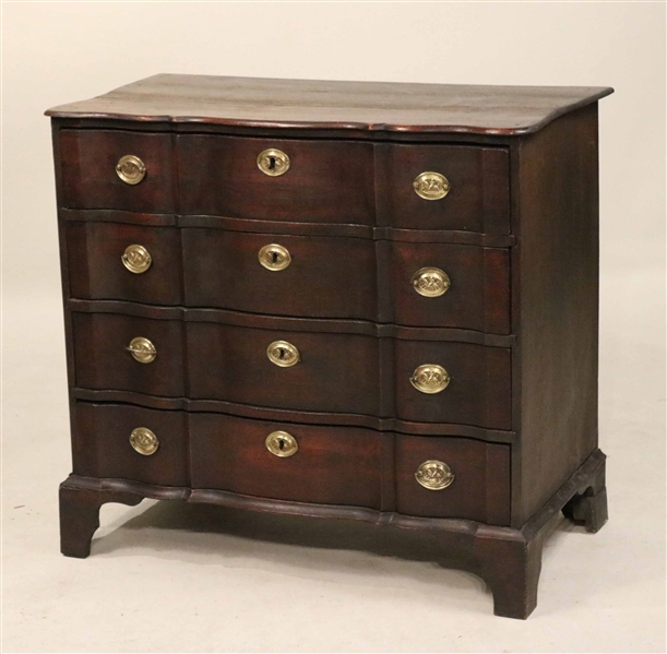 Baroque Style Oak Serpentine Chest of Drawers