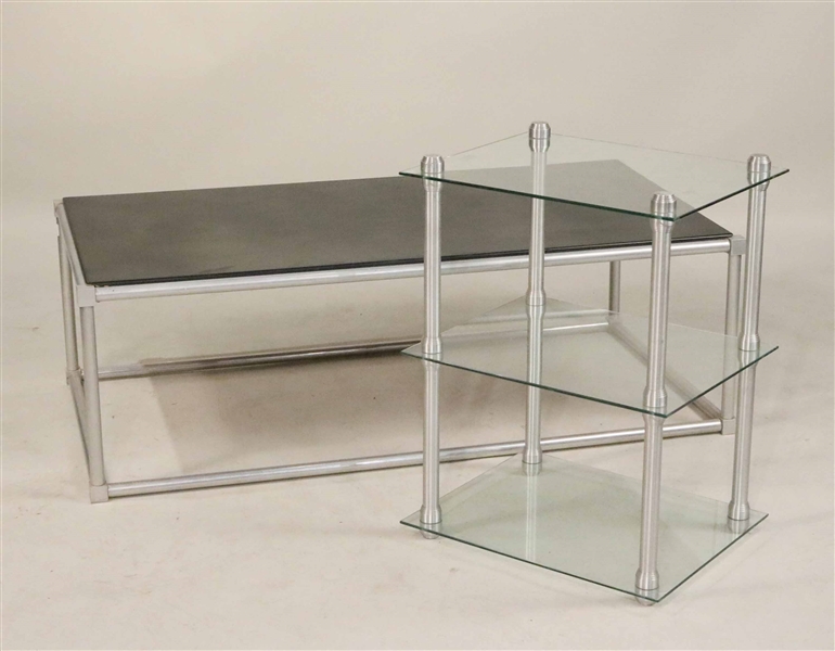 Two Modern Aluminum Tables
