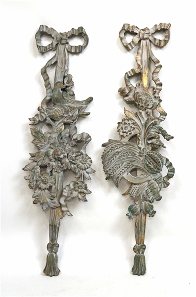 Two Neoclassical Style Painted Carved Wall Mounts