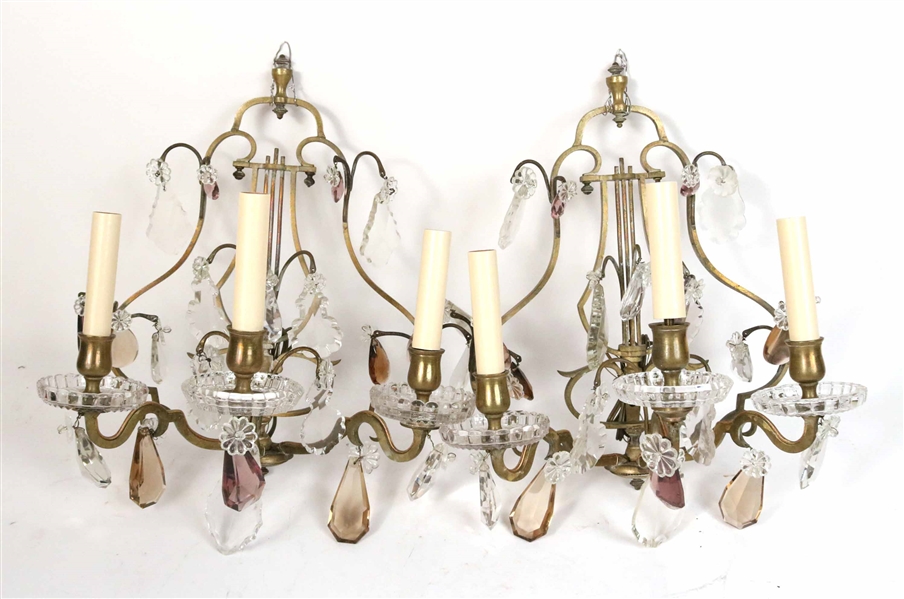 Pair of Neoclassical Style 3-Light Wall Sconces