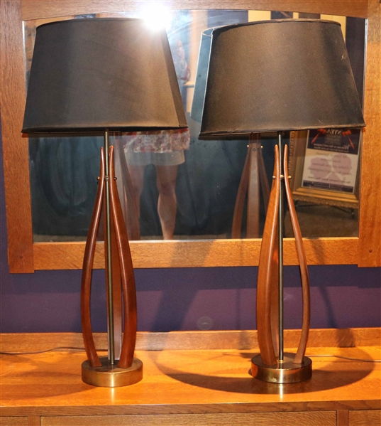 Pair of Mid-Century Modern Bentwood Table Lamps