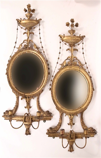 Pair of Late George III Giltwood Wall Sconces