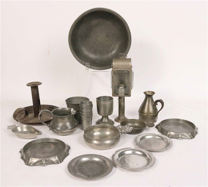 Miscellaneous Group of Pewter &Tin Table Articles