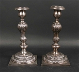 Pair of 84 Russian Silver Candlesticks