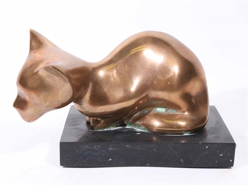 Cast Bronze Sculpture of a Cat, Harry Marinsky