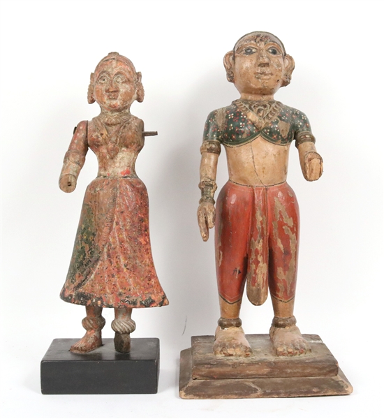 Two Southeast Asian Carved and Painted Figures