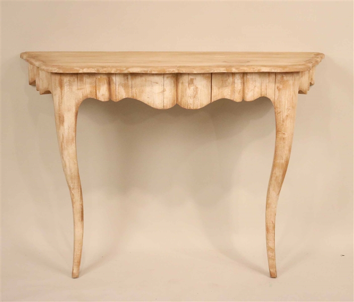 Baroque Style White-Painted Poplar Console Table