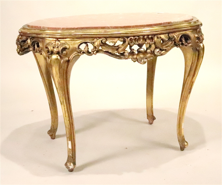 Louis XV Style Giltwood Marble Top Low Table