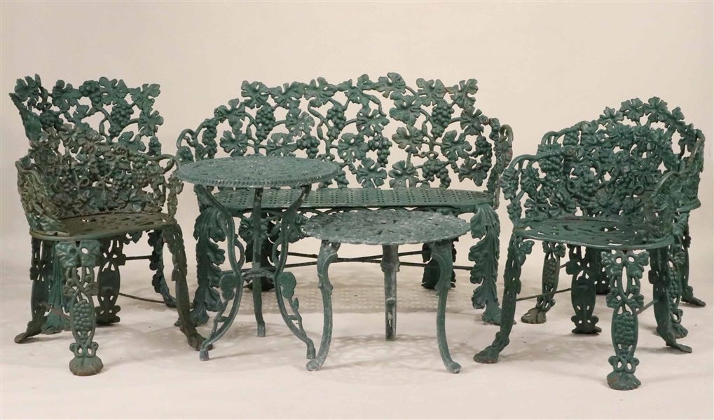 Group of Painted Cast-Iron Outdoor Furniture