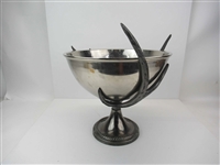 Large Silver Plated Antler Center Bowl