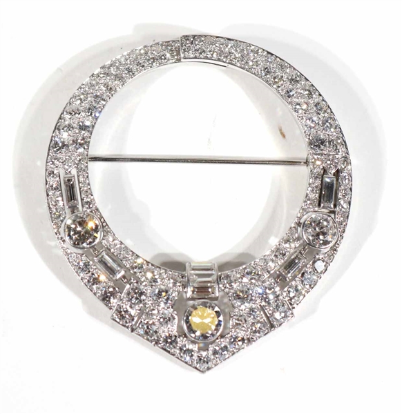 French Platinum & Diamond Circle Brooch