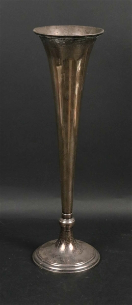 Tall Tiffany Sterling Silver Trumpet Vase