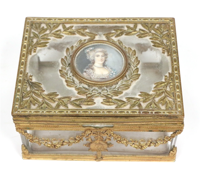 Ovington Brass and Glass Marie Antoinette Box