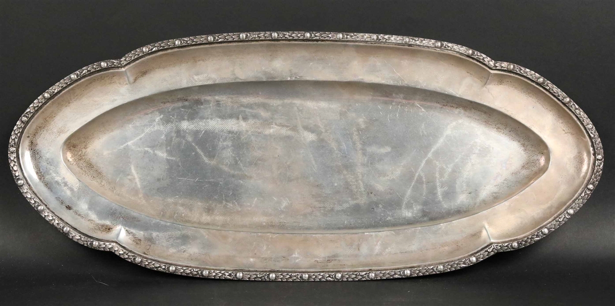 Large Continental Silver Oval Tray