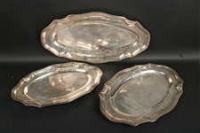 Three French Silver Oval Platters