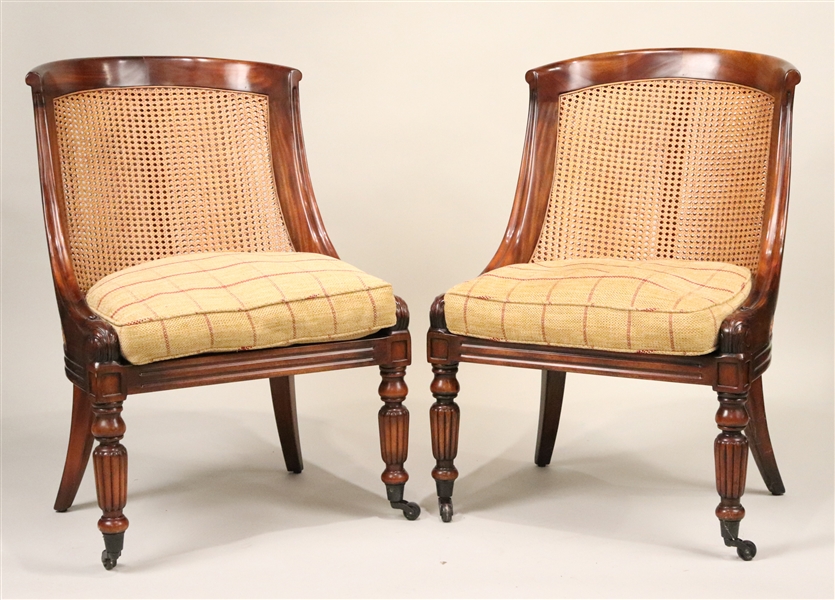 Pair of Regency Style Mahogany Caned Back Chairs