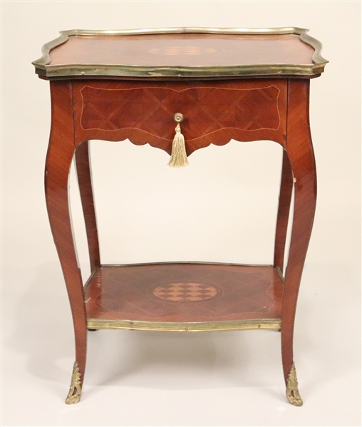 Neoclassical Style Inlaid Mahogany Side Table