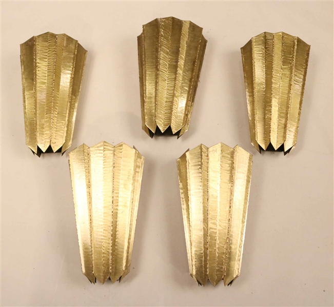 Five Art Deco Style Gilt Brass Wall Sconces