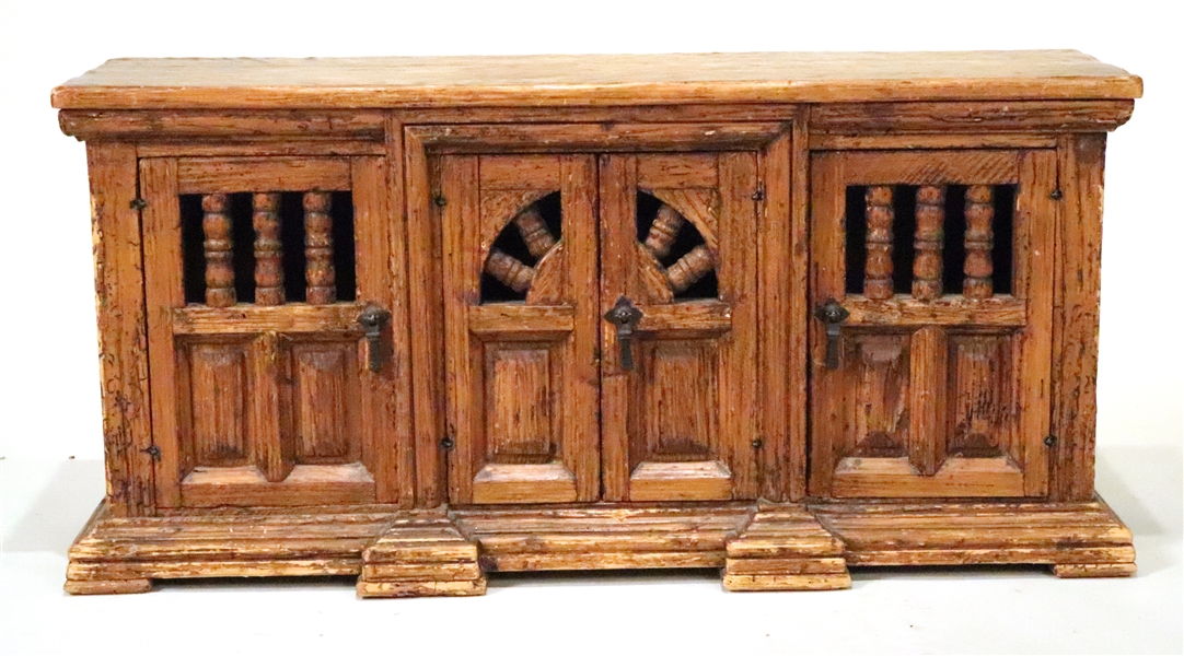 Spanish-Colonial Style Pine Table Top Pie Safe