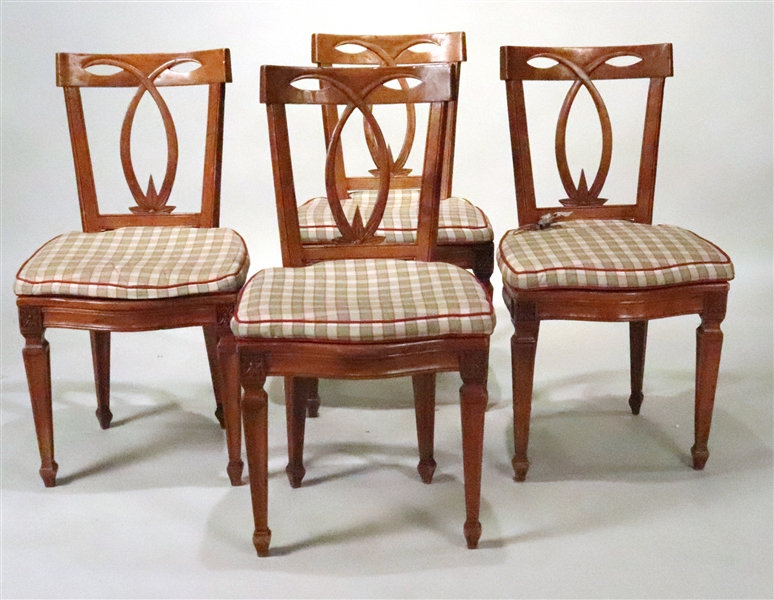 Four Neoclassical Style Cherrywood Dining Chairs
