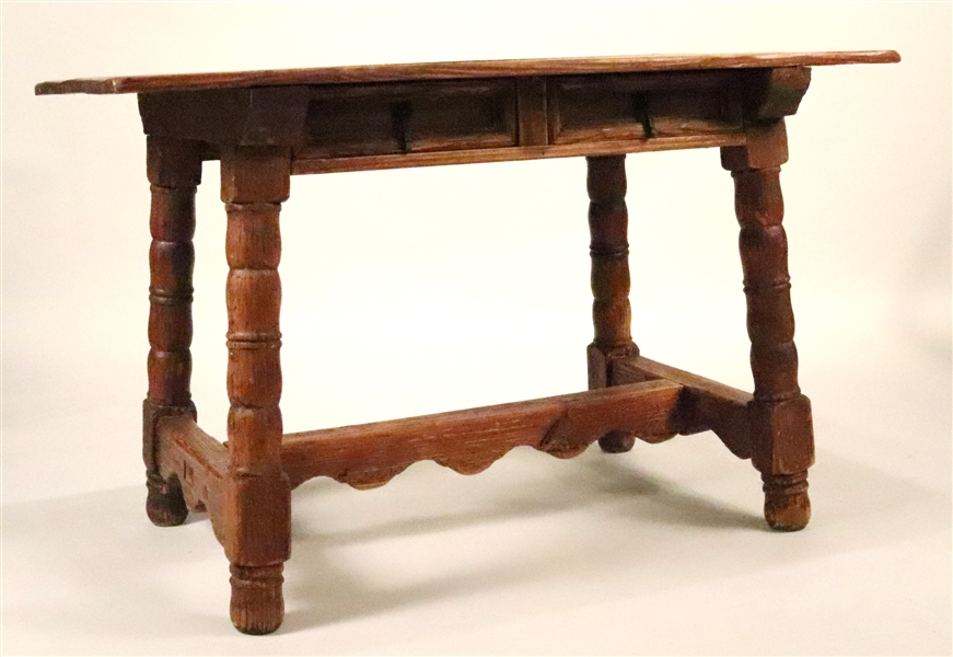 Baroque Style Pine Trestle Base Table