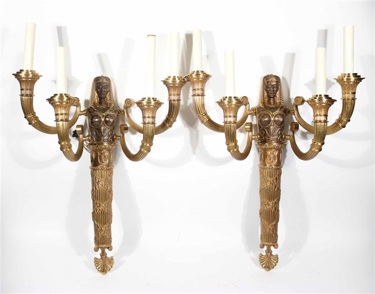 Pair of Neoclassical Style Bronze Wall Sconces