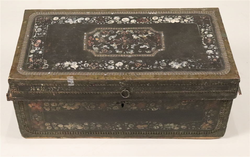 Chinese Export Leather-Covered Lift-Top Chest