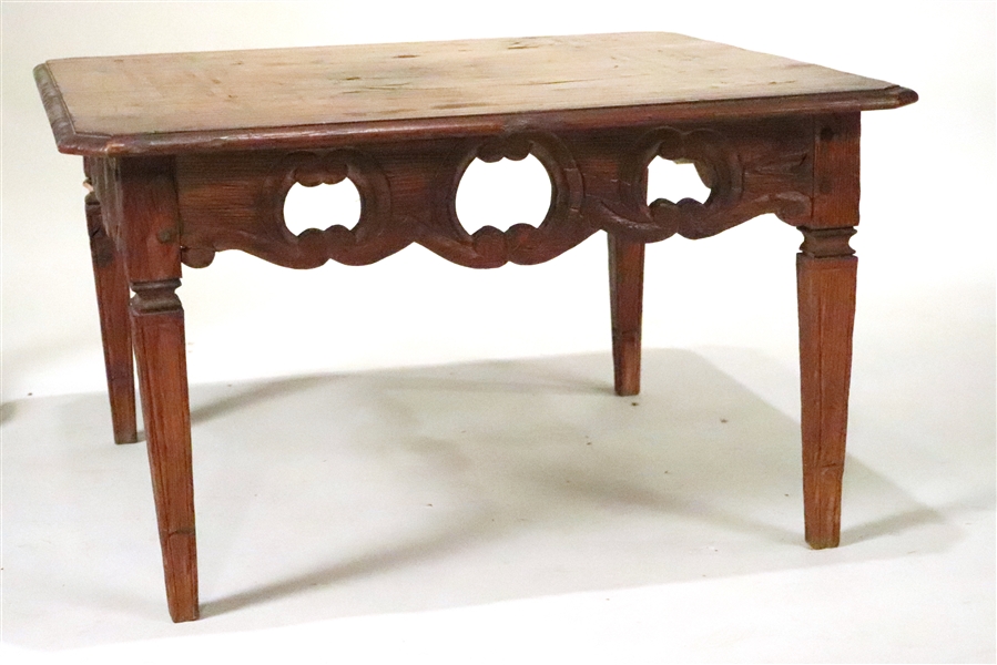 Carved and Pierced Oak Low Table