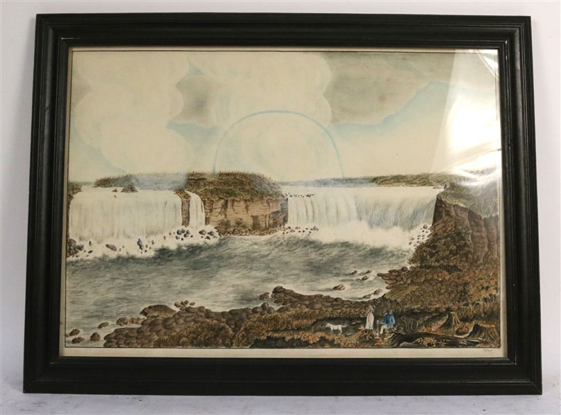 Watercolor on Paper, Early View of Niagara Falls