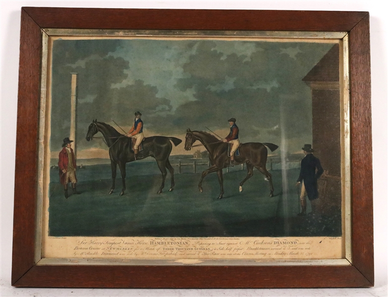 Hand-Colored Aquatint on Paper, Racehorses