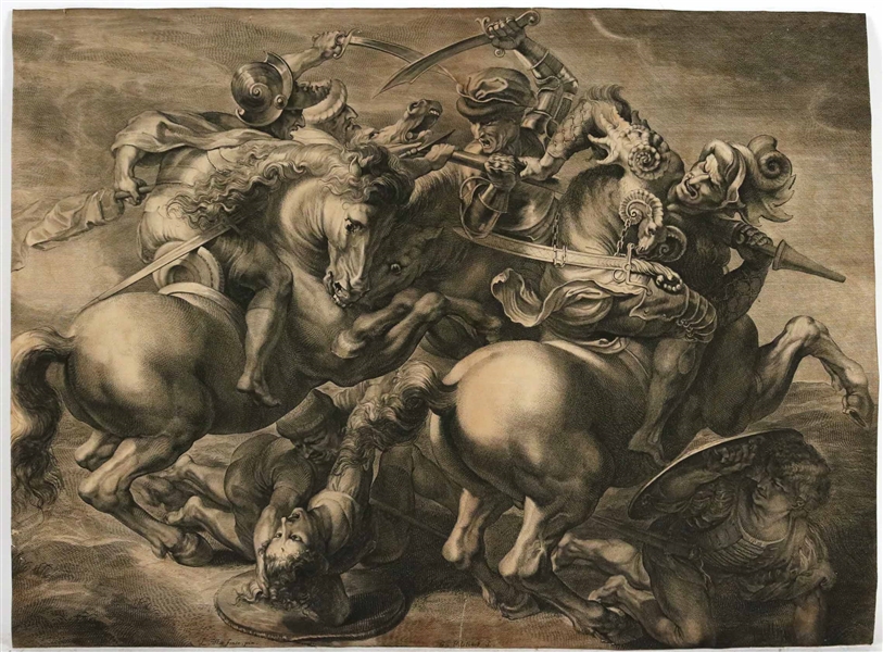 Old Master Engraving, "The Battle of Anghiari"