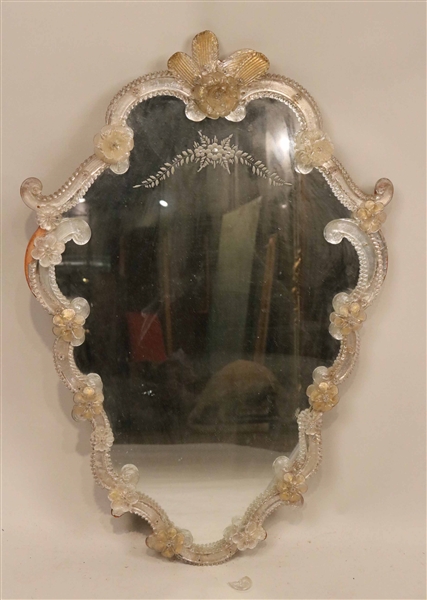 Venetian Style Etched and Parcel-Gilt Mirror