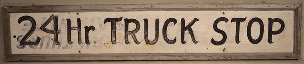 Painted Tin Trade Sign "24 Hour Truck Stop"