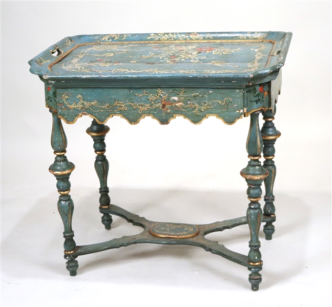 Baroque Style Painted Pine Tray on Stand