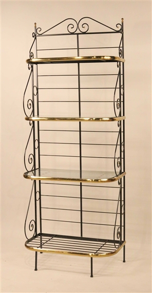 Modern Brass and Steel Bakers Rack