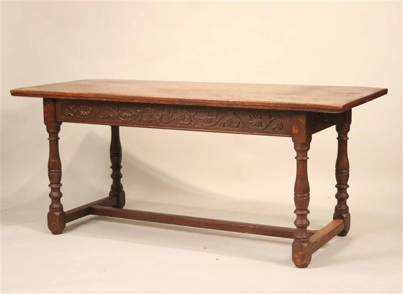 Jacobean Style Oak Trestle Base Table