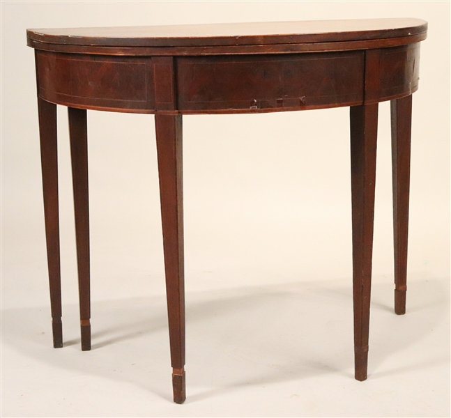 Federal Inlaid Mahogany Demilune Games Table