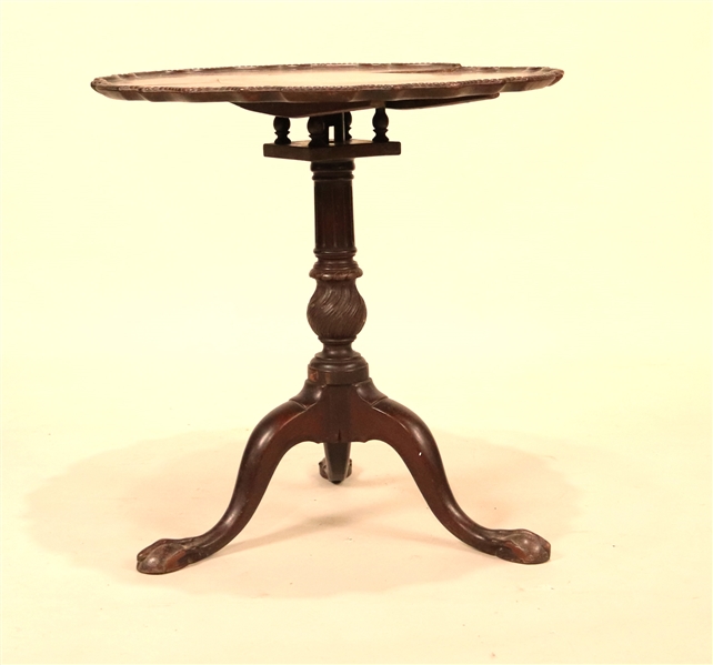 George III Carved Mahogany Piecrust Tea Table