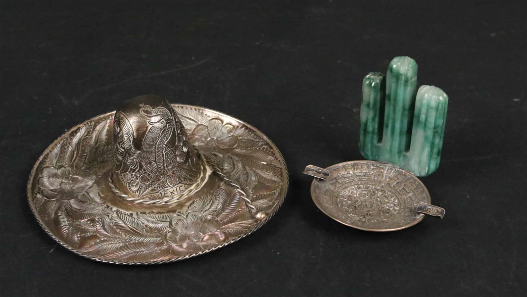 Mexican Sterling Sombrero and Cactus Ashtray 