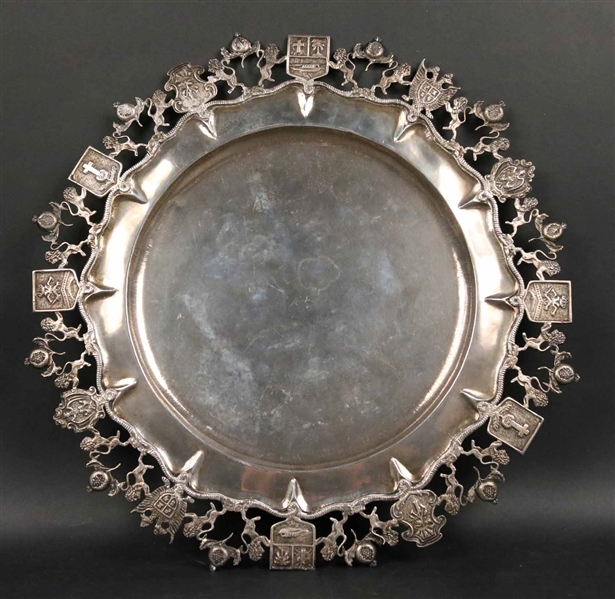 Columbian 900 Silver Heraldic Platter