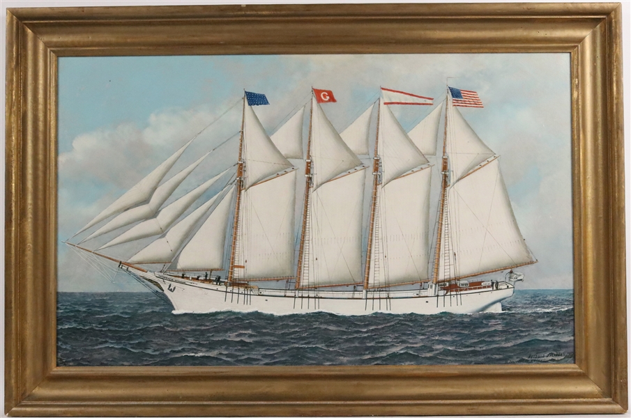 Oil on Board, Antonio Jacobsen, Portrait of Ship
