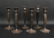 Four Sterling Faceted Candlesticks
