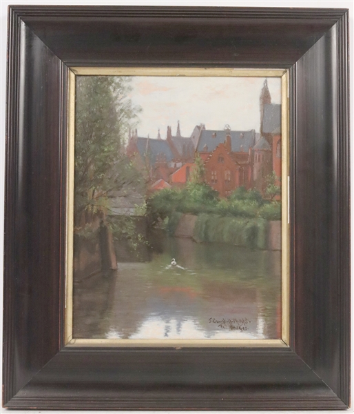 Oil on Canvas, "Bruges" J. Campbell Phillips