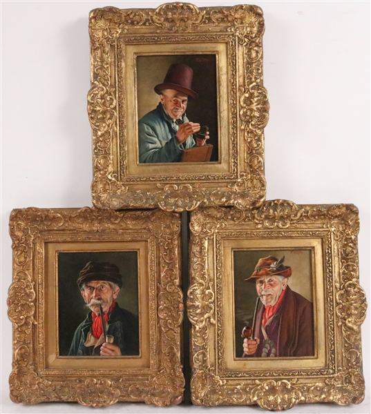 Three Oil on Board Portraits of Old Men, Wolfle