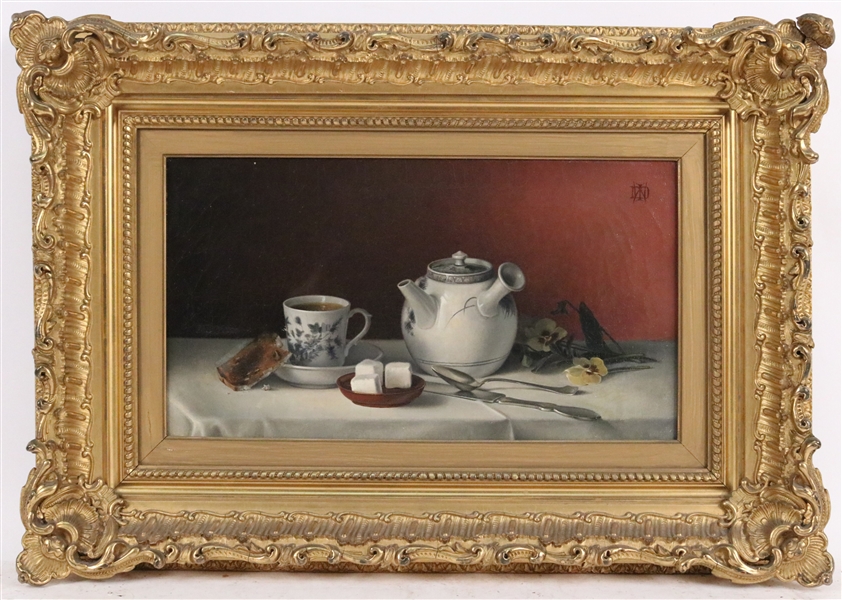 Oil on Canvas, Still Life with Tea & Sugar Cubes