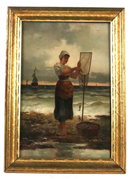Oil on Board, The Fisherwoman