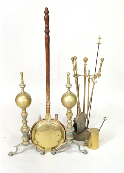Group of Federal Style Brass Hearth Equipment