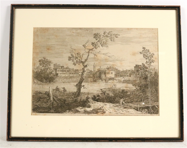 Old Master Etching, Antonio Canal, View of Town