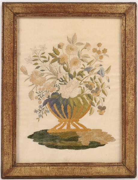 Floral Form Silk Needlework Picture